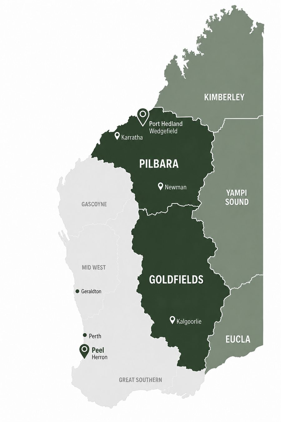 RTC service areas across WA